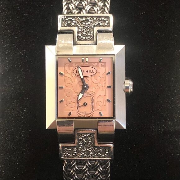 LOIS HILL Sterling Silver Pink Scroll Filigree Thai Flat Weave Bracelet Watch - Picture 5 of 16